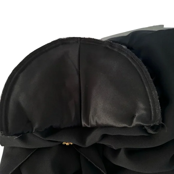 CATTIVA Vintage Crepe Embellished Black Formal Dress Long Sleeve - Picture 15 of 15